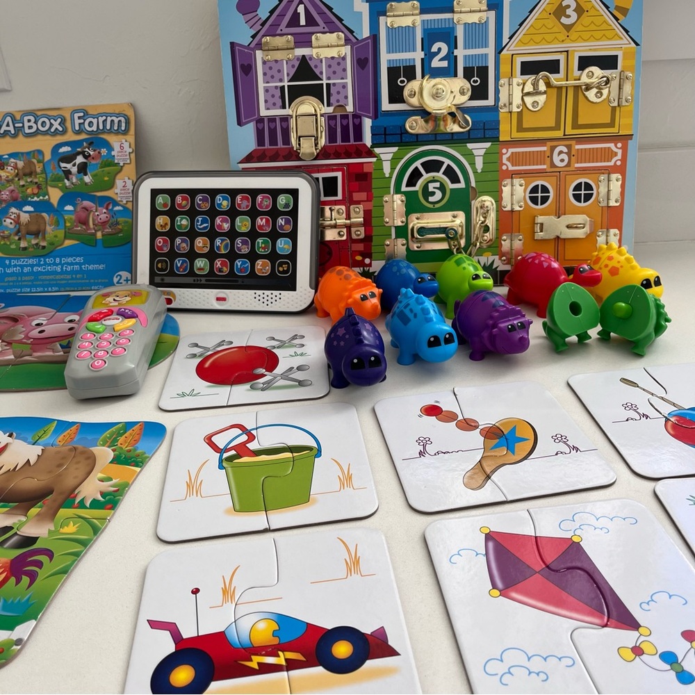 Toddler Kids Learning Toy Lot Bundle Puzzles Dinosaurs IPad Remote Control - Picture 6 of 6